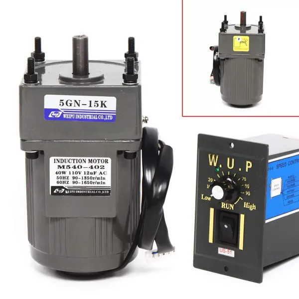 AC 220V elektrický převodový motor 40W jednofázový asynchronní převodový motor s regulátorem rychlosti (15K), 9 ot./min.