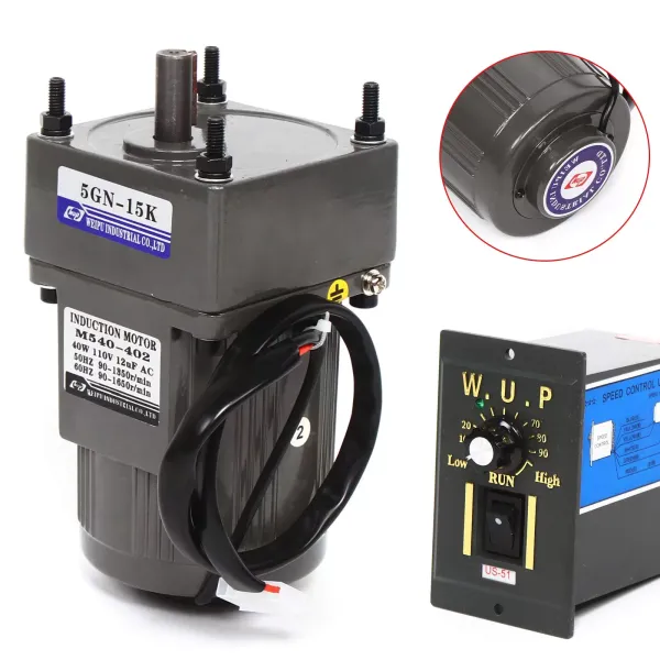 AC 220V elektrický převodový motor 40W jednofázový asynchronní převodový motor s regulátorem rychlosti (15K), 9 ot./min.