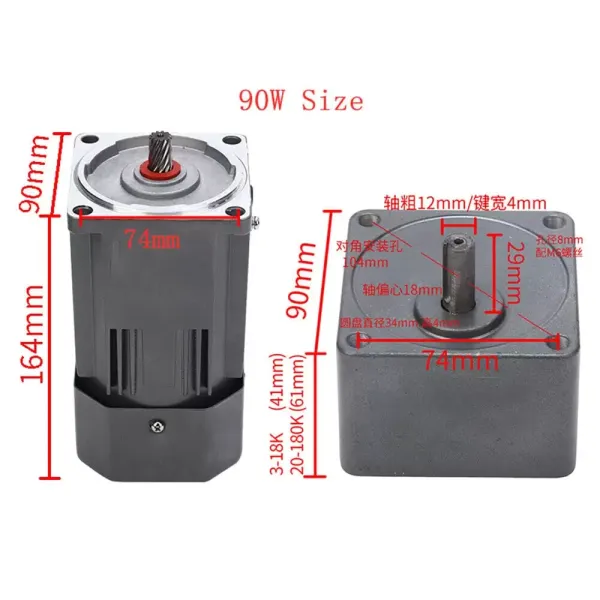 AC 220V 90W převodový motor s asynchronním motorem s regulátorem otáček