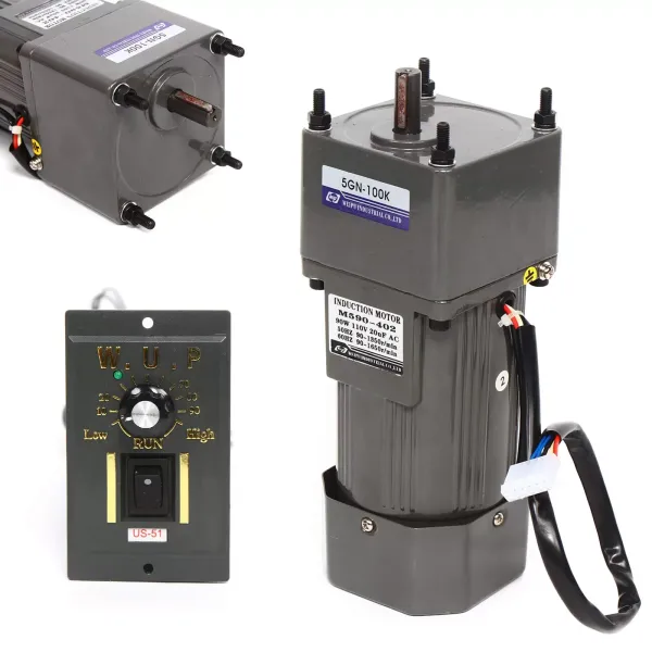 AC 220V elektrický převodový motor 90W jednofázový asynchronní převodový motor s regulátorem rychlosti (100K), 13,5 ot./min
