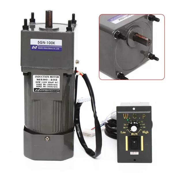 AC 220V elektrický převodový motor 90W jednofázový asynchronní převodový motor s regulátorem rychlosti (100K), 13,5 ot./min