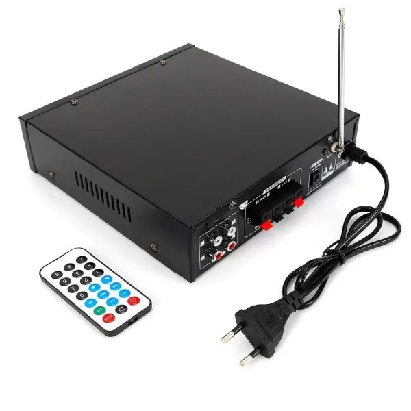 HiFi stereo zesilovač - digitální Bluetooth - FM audio zesilovač - 12V/220V - 2CH Vestavěný Bluetooth zesilovač