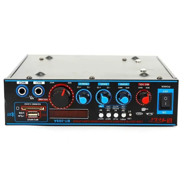 HiFi stereo zesilovač - digitální Bluetooth - FM audio zesilovač - 12V/220V - 2CH Vestavěný Bluetooth zesilovač