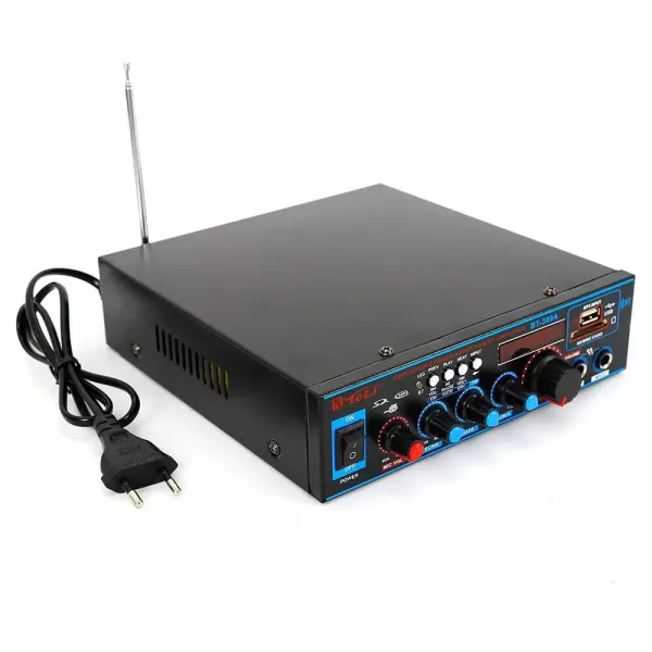 HiFi stereo zesilovač - digitální Bluetooth - FM audio zesilovač - 12V/220V - 2CH Vestavěný Bluetooth zesilovač