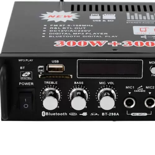 600W 2kanálový mini hifi digitální hifi audio zesilovač + dálkový ovladač