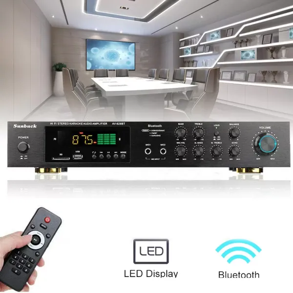 600W Mini HiFi Bluetooth výkonový zesilovač – 4,2 FM/AM stereo digitální zesilovač – audio kanál
