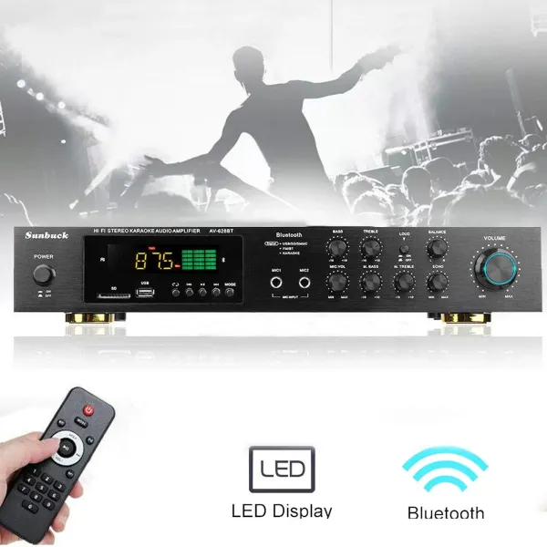 600W Mini HiFi Bluetooth výkonový zesilovač – 4,2 FM/AM stereo digitální zesilovač – audio kanál
