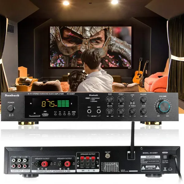600W Mini HiFi Bluetooth výkonový zesilovač – 4,2 FM/AM stereo digitální zesilovač – audio kanál