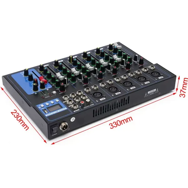 7kanálový Bluetooth audio mixážní pult USB DJ Sound 48V Phantom mixážní pult pro kytaristy, zpěváky nebo producenty
