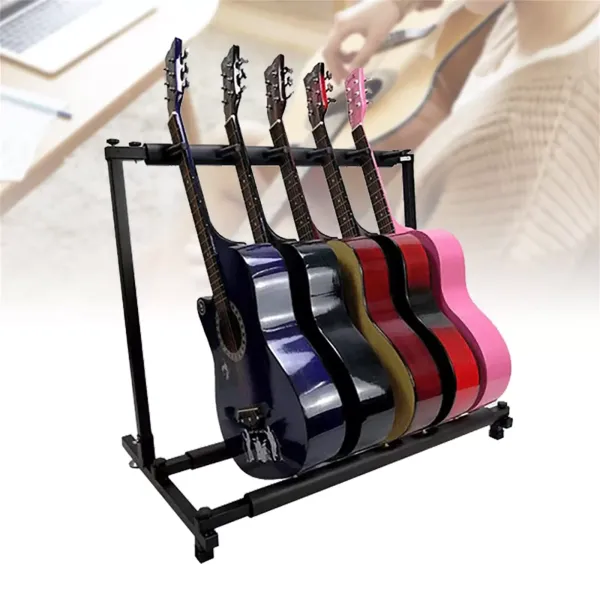Stojan Power Strip pro basovou kytaru – pojme 5 kytar – černý