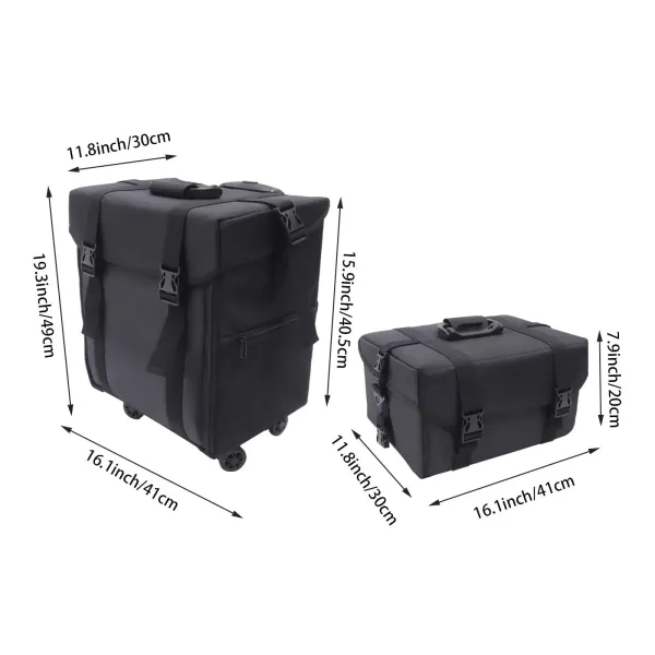 Rolling Makeup Case 2v1 velký rolovací kufr na make-up s krabičkou na nehty, černý