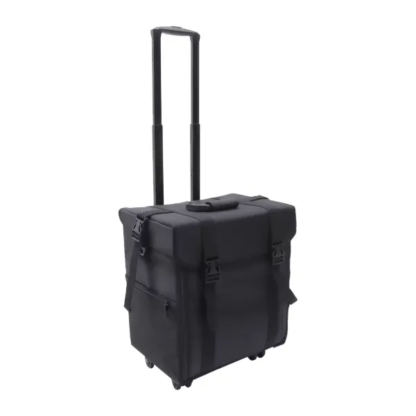 Rolling Makeup Case 2v1 velký rolovací kufr na make-up s krabičkou na nehty, černý
