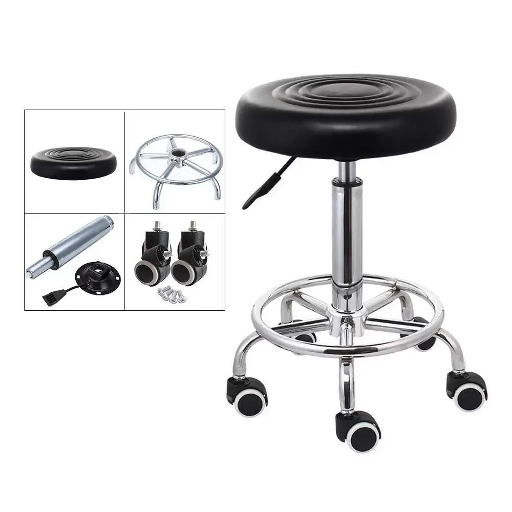 Otočná stolička s kolečky - Výškově nastavitelná - 44 cm až 57 cm - Funkční pracovní stolička - pro kadeřníka - Estetika - Zubař Bar Studio