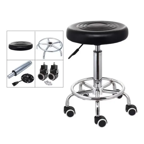 Otočná stolička s kolečky - Výškově nastavitelná - 44 cm až 57 cm - Funkční pracovní stolička - pro kadeřníka - Estetika - Zubař Bar Studio