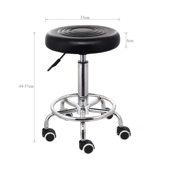 Otočná stolička s kolečky - Výškově nastavitelná - 44 cm až 57 cm - Funkční pracovní stolička - pro kadeřníka - Estetika - Zubař Bar Studio