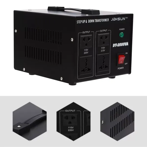 Měnič napětí 110V-220V/220V-110V USA Transformátor na evropskou zástrčku s automatickým krokem nahoru a dolů (1600W)