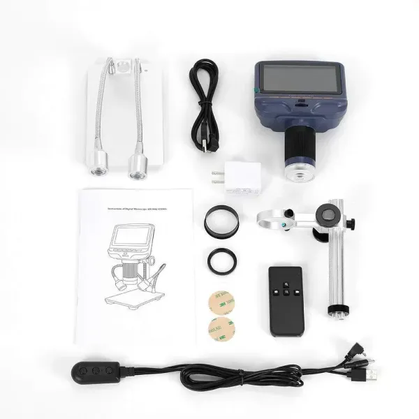 Digitální mikroskop LCD - AD106 HDMI - Digitální mikroskop s 8 vestavěnými LED diodami + 2 LED světly - USB 300