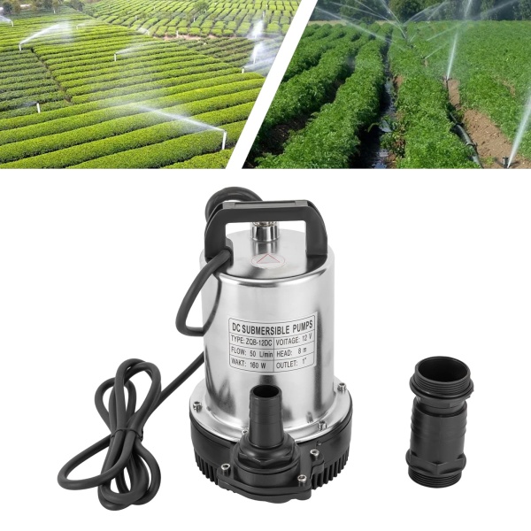 Vysokotlaké nerezové ponorné čerpadlo 160W 12V 6000L/H pro zahradu, zahradní fontánu