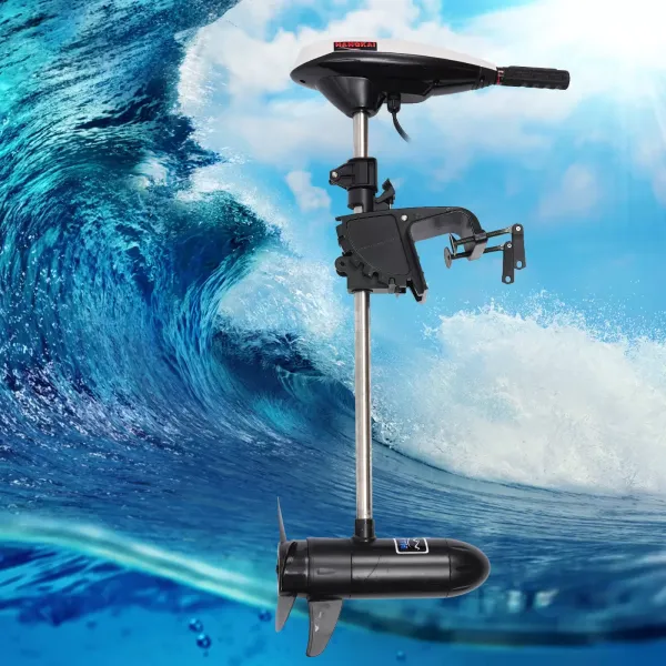 Hangkai 12V 480W 45LBS Přívěsný motor Elektromotor Kartáčový motor Lodní motor s motorem z čisté mědi Odolný proti opotřebení Nedeformovatelný