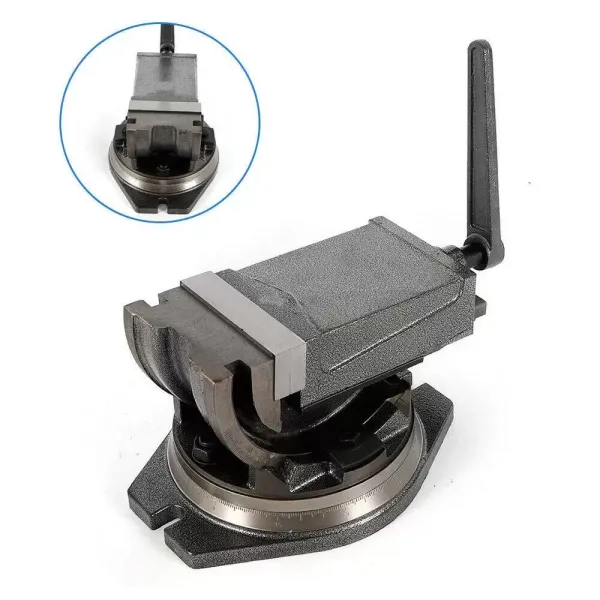 5" naklápěcí vrtací svěrák s otočnou základnou (šířka čelistí 125 mm, otevření čelistí 95 mm, náklon 0° - 90°, otočný o 360°)