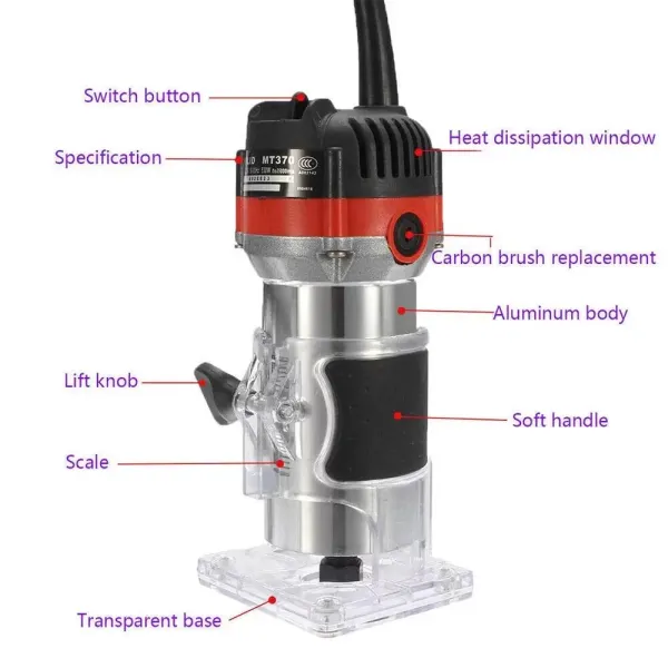 220V 800W 30000RPM Frézka 1/4" Frézka na dřevo Frézka na ořezávání hran Frézka na ořezávání dlaní