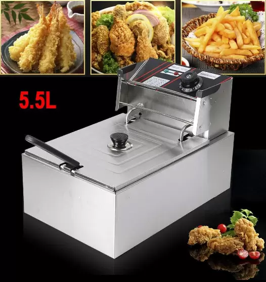 Elektrická nerezová fritéza s nerezovou poklicí - 5,5 l - 2500 W