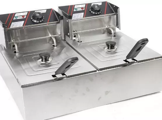 Nerezová dvojitá fritéza 12L studené zóny dvojitá elektrická fritéza Termostat 60-200°C s košem a víkem