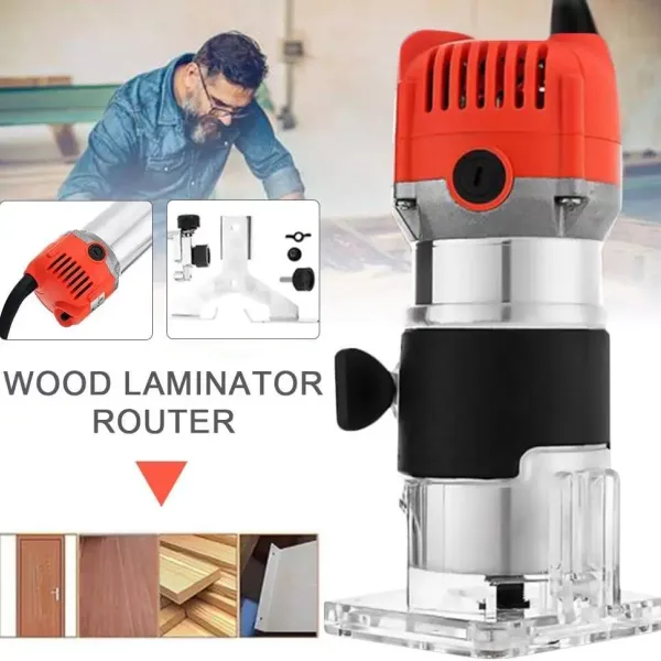 Elektrický router 220 V 30 000 ot./min., laminátor na dřevo, multifunkční frézka na hliník s průhledným vedením pro opracování dřeva.