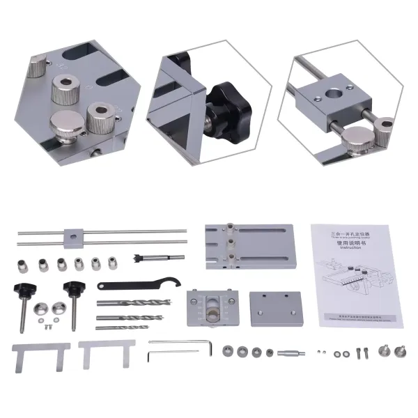 Šablona pro vrtání 3 v 1 Přípravek na hmoždinky s vodicí soupravou pro vrtání otvorů pro hmoždinky 6/8/10 mm Sada CNC počítačového gravírování a tvarování Nastavitelná poloha otvoru pro excentrické kolo