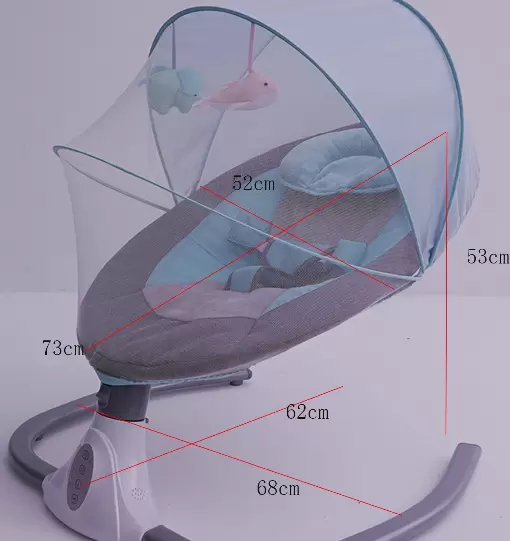 Přenosná dětská houpačka, 4 rychlosti, 12 melodií s hračkami, moskytiéra, skládací, na 0-12 měsíců (modrá)