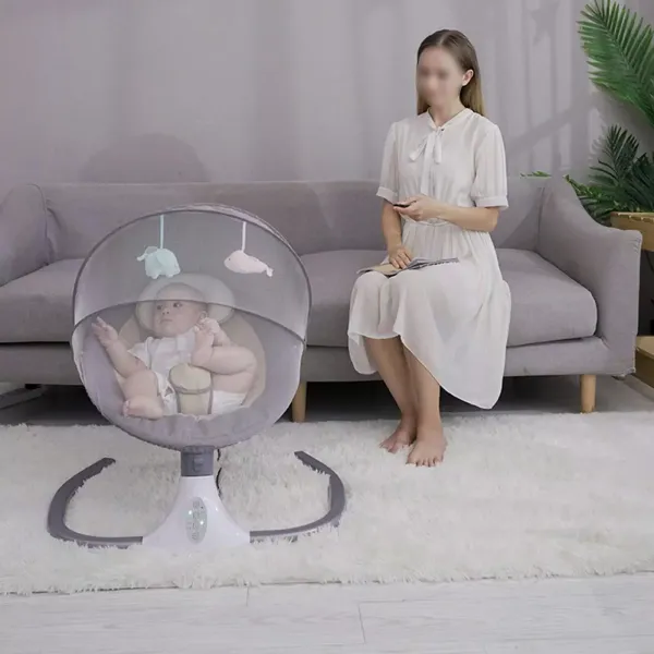 Elektrická dětská kolébka - Automatické houpání - Bluetooth - S hudbou - Pro děti od 0 do 12 měsíců - Šedá Elektrická dětská kolébka - Automatické houpání - Bluetooth - S hudbou - Pro děti od 0 do 12 měsíců - Šedá
