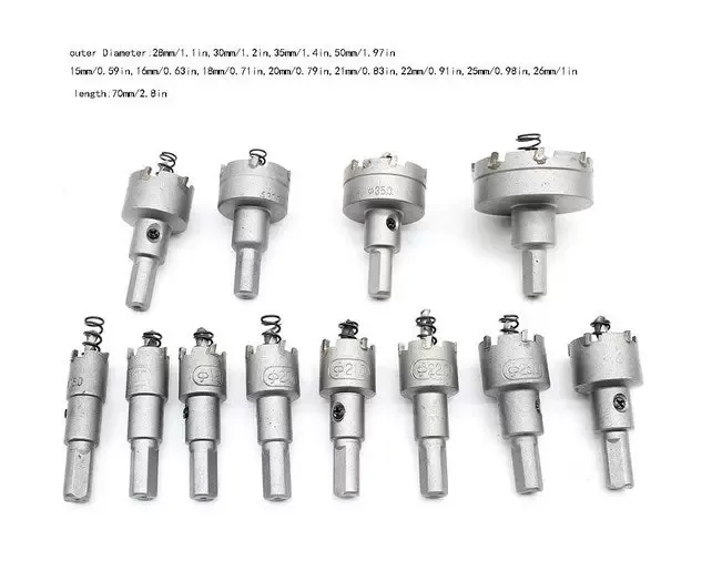 Sada děrovek 12 vrtáků 15-50 mm Kovová vrtací korunka pro hliník, nerezovou ocel, dřevo, plast