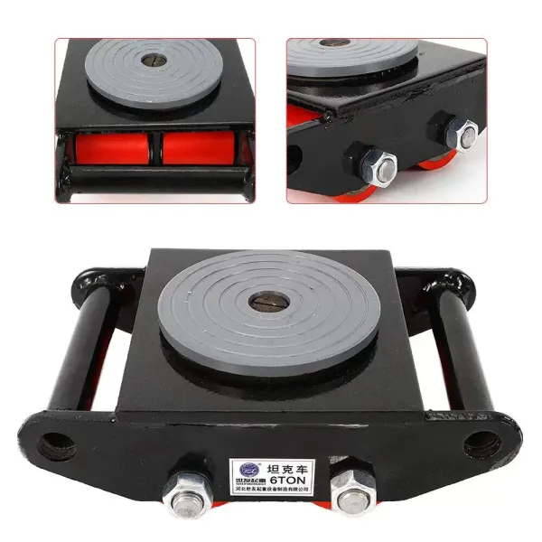 Pancéřová kola Pro Lift 6tunový strojní stěhovací stroj vyrobený z lité oceli PU s otočným krytem o 360° 4 PU protiskluzový váleček pro skladování, distribuci a přepravu Černá