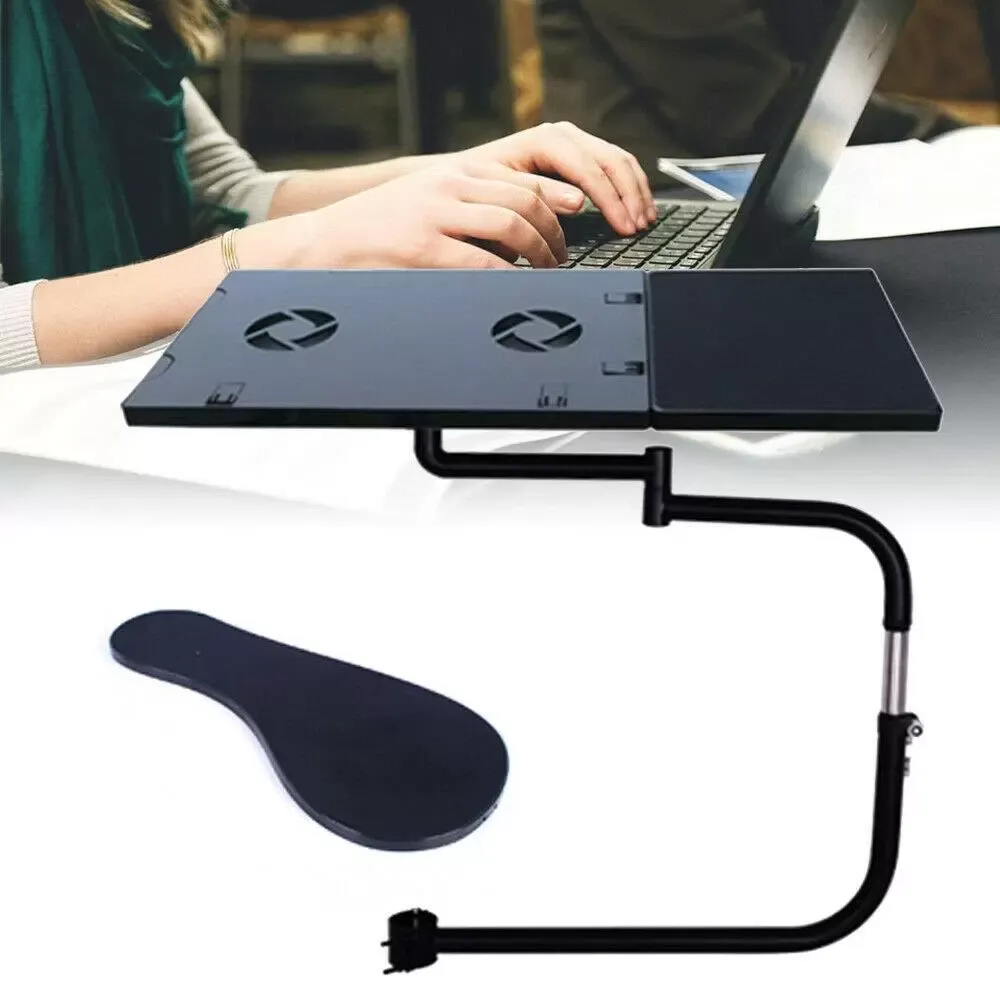 Plně mobilní stojan na notebook se sponou na židli, podpěra zápěstí
