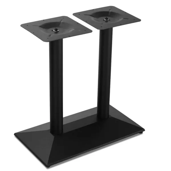 72 cm nohy stolu s dvojitými sloupky, ocelová základna, obdélníková základní deska, bistro stůl, černá základna
