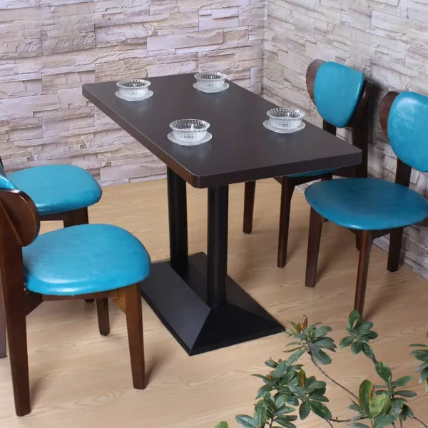72 cm nohy stolu s dvojitými sloupky, ocelová základna, obdélníková základní deska, bistro stůl, černá základna
