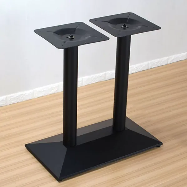 72 cm nohy stolu s dvojitými sloupky, ocelová základna, obdélníková základní deska, bistro stůl, černá základna