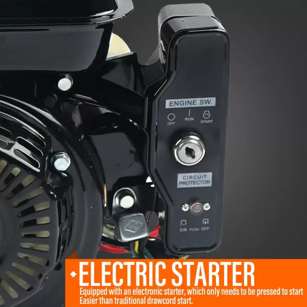 212 cm³ 4taktní benzínový motor - 7,5 HP sloupový motor OHV - Snadné startování s elektrickým startováním - 1 válec