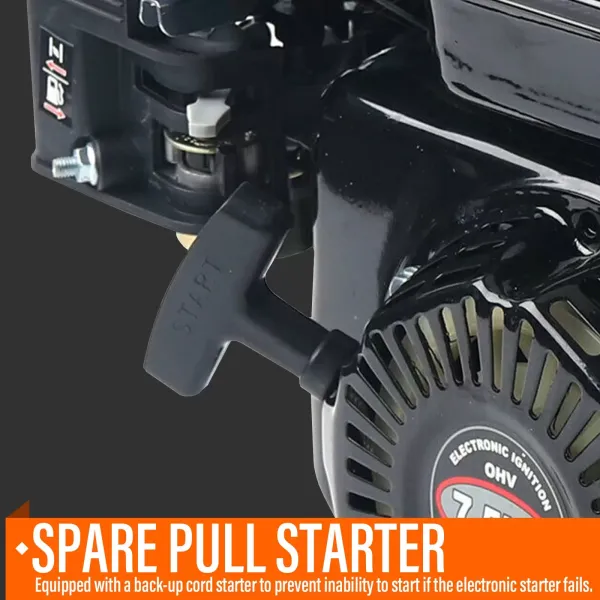 212 cm³ 4taktní benzínový motor - 7,5 HP sloupový motor OHV - Snadné startování s elektrickým startováním - 1 válec