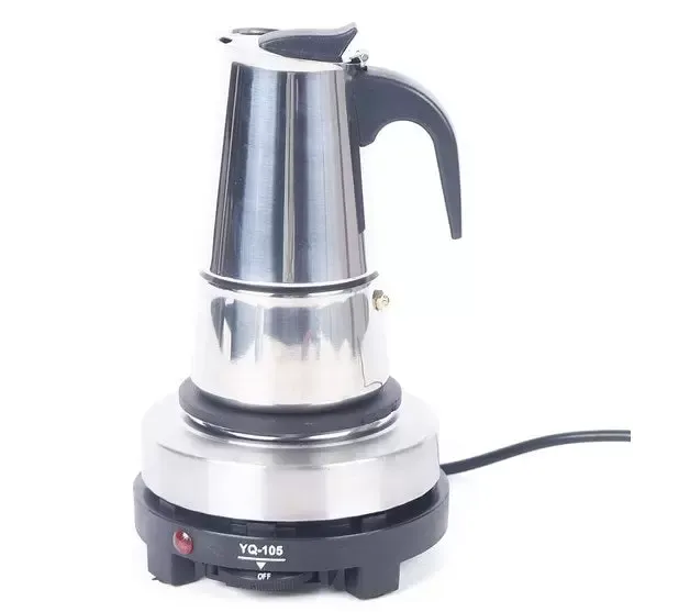 Kávovar na espresso Nerezový elektrický moka kávovar na 4 šálky 200ml s elektrickým sporákem 220V