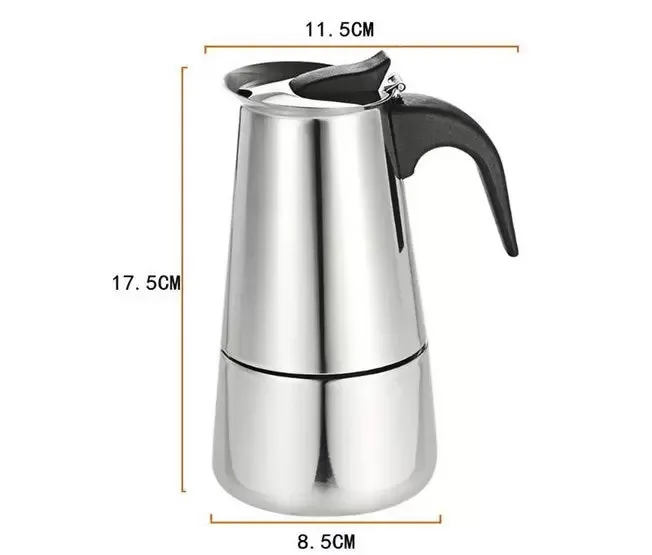 Kávovar na espresso Nerezový elektrický moka kávovar na 4 šálky 200ml s elektrickým sporákem 220V