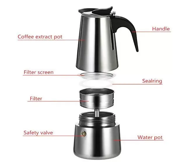 Kávovar na espresso Nerezový elektrický moka kávovar na 4 šálky 200ml s elektrickým sporákem 220V Kávovar na espresso Nerezový elektrický moka kávovar na 4 šálky 200ml s elektrickým sporákem 220V