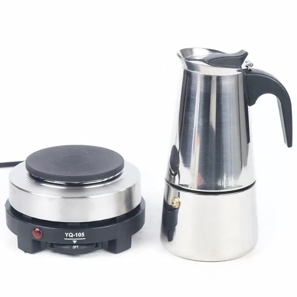 Kávovar na espresso Nerezový elektrický moka kávovar na 6 šálků 300ml s elektrickým sporákem 220V Kávovar na espresso Nerezový elektrický moka kávovar na 6 šálků 300ml s elektrickým sporákem 220V