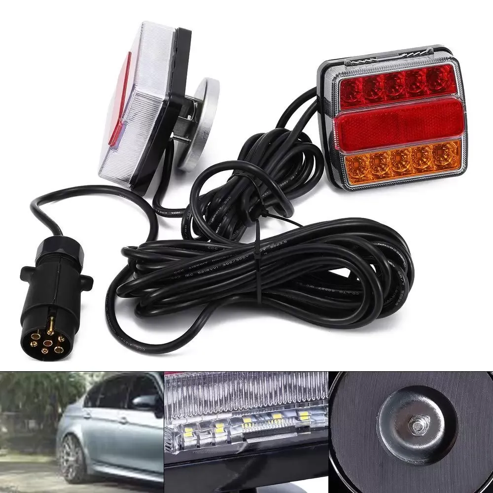 2ks LED koncová světla Sada zadních světel 12V pro auto přívěs Osvětlení zadních světel přívěsu 7kolíkový konektor
