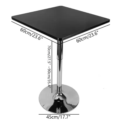 Bristo čtvercový výškově nastavitelný barový stůl pro domácí snídani v kavárně Kitchen Black