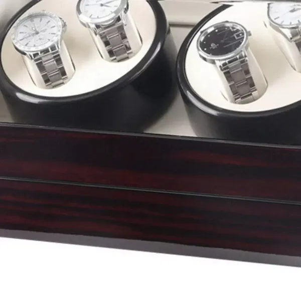CNCEST Dřevěný natahovač hodinek pro automatické hodinky – 4 krabičky na hodinky – Úložný box na brýle – Displej s vitrínou