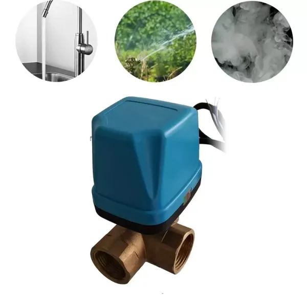 Připojení ventilu DN32 G1-1/4 6W elektrický kuličkový mosazný 3-cestný zónový ventil Připojení ventilu DN32 G1-1/4 6W elektrický kuličkový mosazný 3-cestný zónový ventil