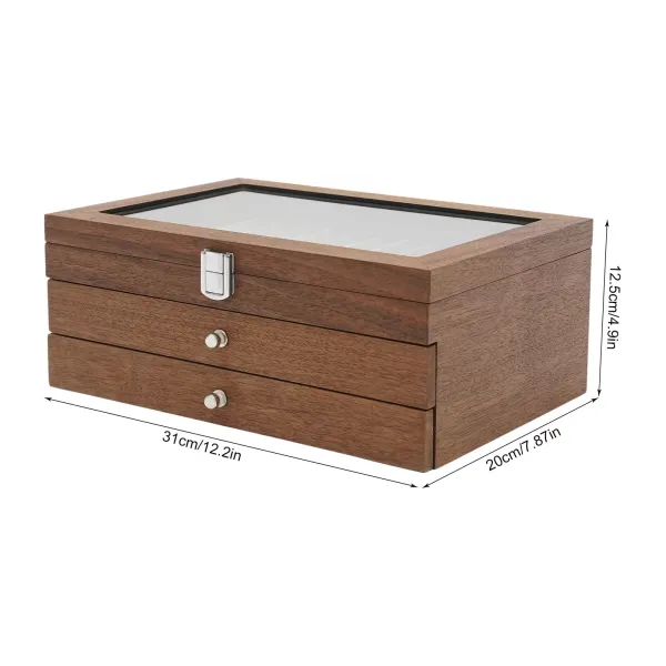 Úložný box na tužky s vitrínou, 3 vrstvy tužek, dřevěná vitrína 31 x 21 x 12,5 cm (ořech) Úložný box na tužky s vitrínou, 3 vrstvy tužek, dřevěná vitrína 31 x 21 x 12,5 cm (ořech)