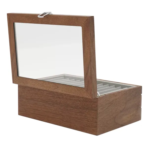 Úložný box na tužky s vitrínou, 3 vrstvy tužek, dřevěná vitrína 31 x 21 x 12,5 cm (ořech) Úložný box na tužky s vitrínou, 3 vrstvy tužek, dřevěná vitrína 31 x 21 x 12,5 cm (ořech)