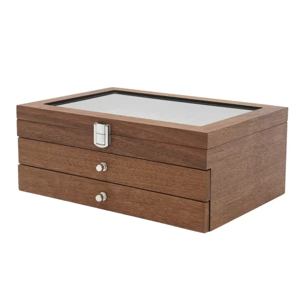 Úložný box na tužky s vitrínou, 3 vrstvy tužek, dřevěná vitrína 31 x 21 x 12,5 cm (ořech) Úložný box na tužky s vitrínou, 3 vrstvy tužek, dřevěná vitrína 31 x 21 x 12,5 cm (ořech)